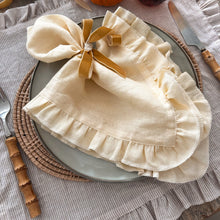 Load image into Gallery viewer, Oatmeal Stripe Frill Placemats
