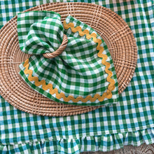 Load image into Gallery viewer, Green Gingham Frill Placemats
